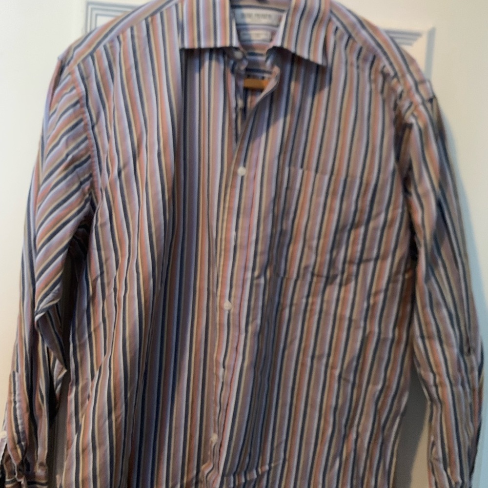 Balmain Blue and Pink Casual Button Down Shirt